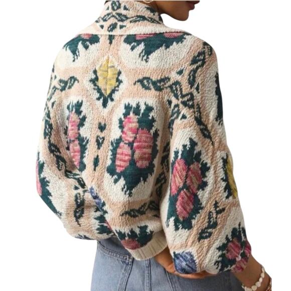 Anthropologie Sweaters - Anthropologie Floral Cocoon Slouchy Oversized BOHO Cardigan Knit Sweater 
M / L